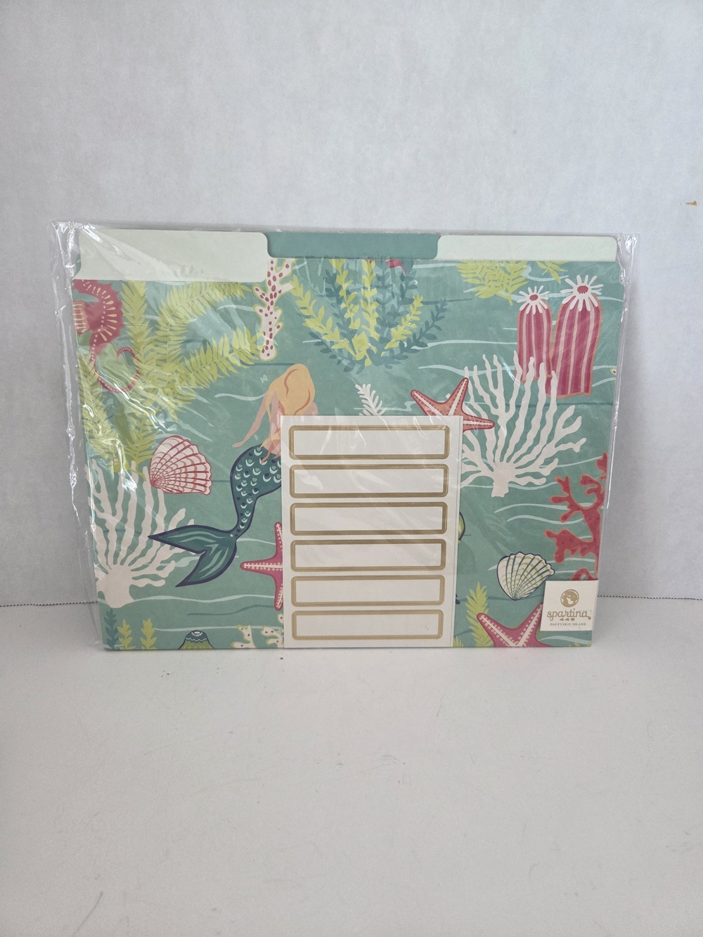 NWT Spartina 449 Sea Life Turquoise Pink Green Office Folder & Notebooks Set - Picture 5 of 6